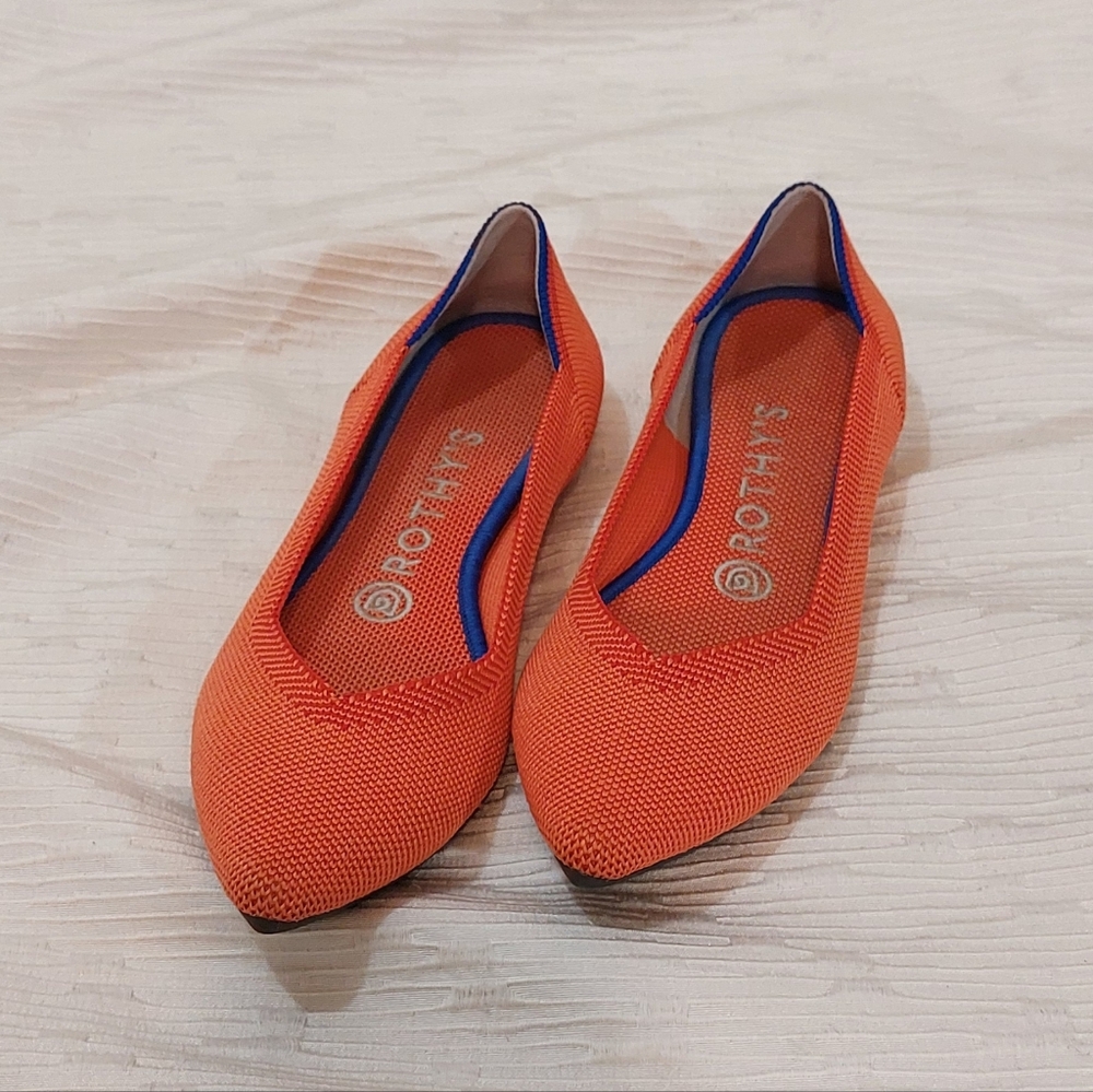 Orange Rothy's Pointed Toe Flats Size 7 - Picture 5 of 13